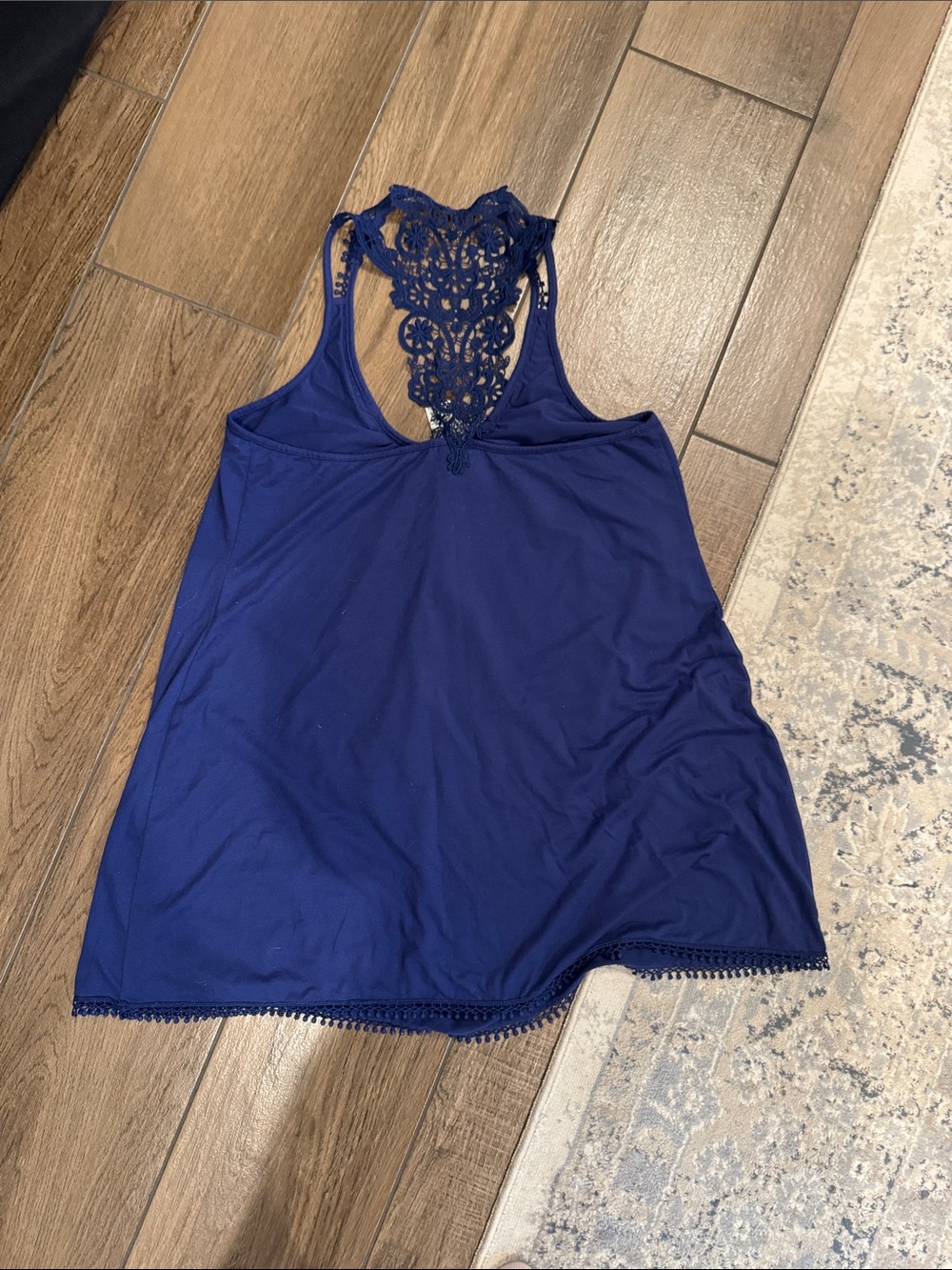 Elegant Navy Lace Back Dress in bloom pajama dress slip - Picture 7 of 7